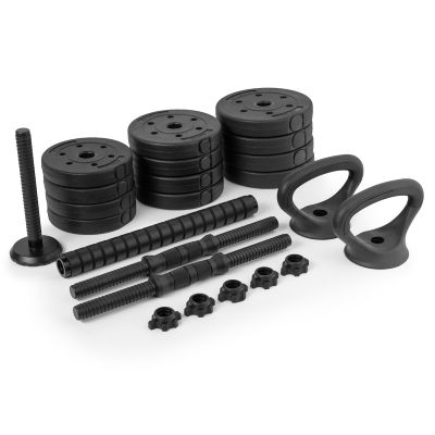Zestaw hantli 4w1 (sztanga, hantle, kettlebell, podpórki do pompek) Spokey PONDUS SET 20 kg