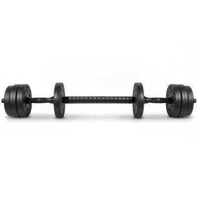 7. Zestaw hantli 4w1 (sztanga, hantle, kettlebell, podpórki do pompek) Spokey PONDUS SET 20 kg