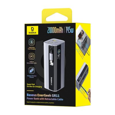 4. Powerbank Baseus EnerGeek GR11 20000mAh 145W ze zwijanym kablem - szary