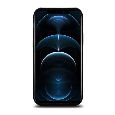 5. iCarer Leather Oil Wax etui pokryte naturalną skórą do iPhone 12 Pro Max czarny (ALI1206-BK)