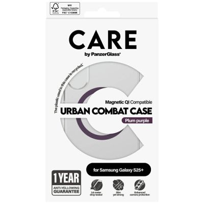 4. Etui CARE by PanzerGlass Flagship Urban Combat Purple QI do Samsung Galaxy S25+ - przezroczysty
