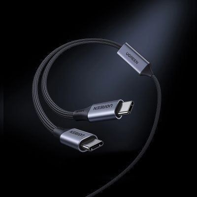 11. Kabel Ugreen 2w1 USB-C - 2xUSB-C PD 140W 2m - czarny