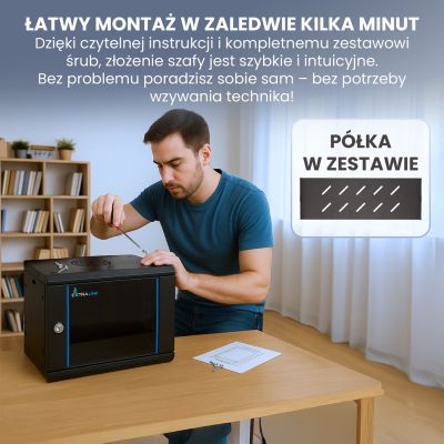18. Extralink LITE 6U 530X400 WALL-MOUNTED RACKMOUNT CABINET BLACK Stojak wolnostojący/ścienny/podłogowy Czarny