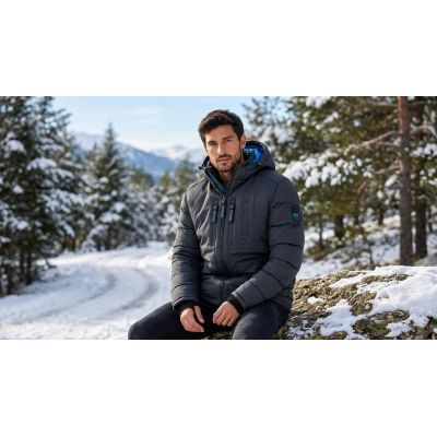 7. Kurtka męska Geographical Norway BEACHWOOD DGREY-BLUE DB MEN 068 BS4 (WU6633H/GN-DARK GREY)