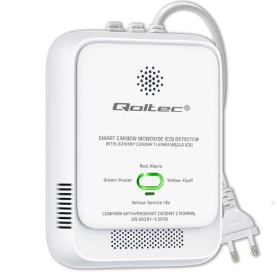 QOLTEC CZUJNIK TLENKU WĘGLA (CZADU) | DETEKTOR CO | ALARM 85DB LED