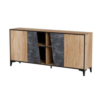 Komoda 4D OVO 180x38xH83 dąb/beton