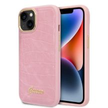 Etui Guess Croco Collection na iPhone 14 - różowe