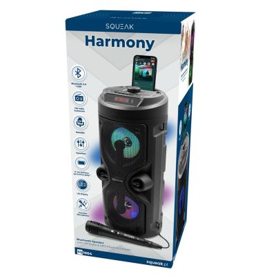 3. SQUEAK GŁOŚNIK KARAOKE HARMONY BLUETOOTH 5.0, RADIO FM, MICROSD, AUX, USB SQ1004