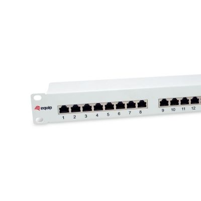 2. Wyposażenie 19" Patch Panel 24xRJ45 Cat6 FTP 1U 250MHz RAL7035