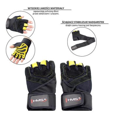 31. Rękawice na siłownię Black/Yellow HMS RST01 r.L