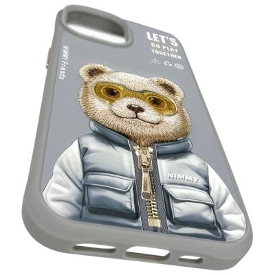 9. Etui Nimmy Cool&Cute 2.0 Bear do iPhone 15 - szare