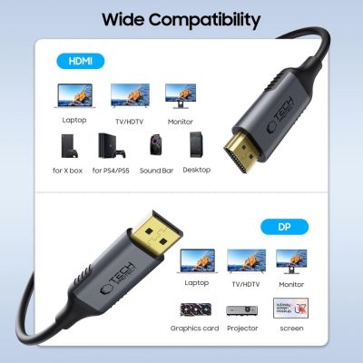 2. Kabel Tech-Protect UltraBoost DisplayPort / HDMI 2.0 4K 60Hz 2m - czarny
