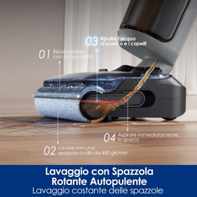 5. Tineco FloorOne i5 Stretch PLUS Odkurzacz pionowy Bateria Suchy i Mokry Bez worka Szary 2,5 Ah