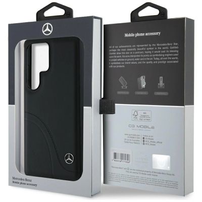 8. Etui Mercedes Leather Curved Stitches na Samsung Galaxy S25 Ultra - czarne