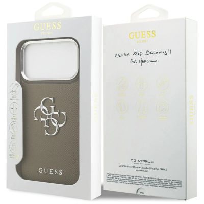 8. Etui Guess Grained Big 4G Classic Logo na iPhone 17 Pro Max - brązowe