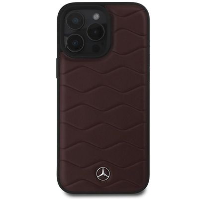 3. Etui Mercedes MB Waves Leather na iPhone 16 Pro Max - czerwone