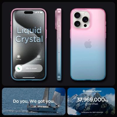 11. Etui Spigen Liquid Crystal na iPhone 15 Pro - różowo-niebieskie