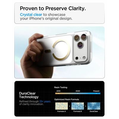 7. Etui Spigen Ultra Hybrid MagSafe na iPhone 18 Pro Max / 17 Pro Max - przezroczysto-złote