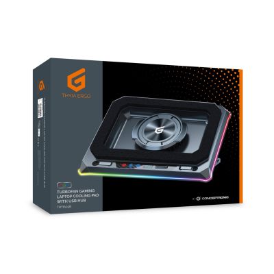 3. CONCEPTRONIC USB-C Laptop-KĂĽhlpad + Handyhalter, RGB, 12V