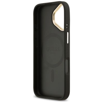 7. Etui Guess Grained Strass Logo MagSafe na iPhone 17 - czarne