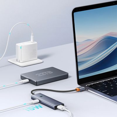 13. Hub USB-A Baseus UltraJoy Series 4xUSB-A 3.0 1xUSB-C 5V - szary