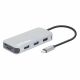 Stacja dokująca MANHATTAN USB-C 8 w 1 z zasilaniem USB 3.2 Gen 1 Type-C męski na żeński HDMI, trzy porty USB-A, gigabitowy port RJ45, port USB-C Power Delivery, czytnik kart SD/MicroSD, aluminium, gwiezdna szarość (13061)