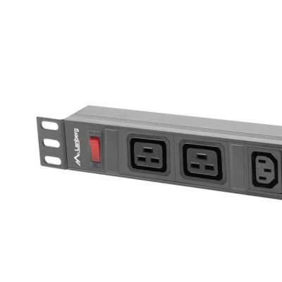 2. LANBERG LISTWA ZASILAJĄCA RACK 19" PDU PDU-02I1908I-0200-C20-BK (1U, 16A, 2X C19, 8X IEC C13, 2M, WTYK C20)