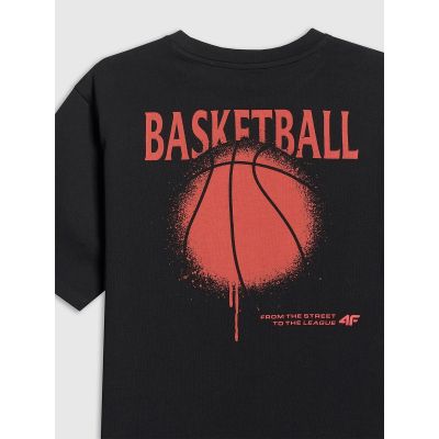 5. T-shirt loose z nadrukiem chłopięcy 4F 4FJRSS26TTSHM3835-20S