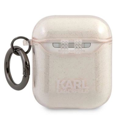 2. Etui Karl Lagerfeld Glitter Karl's Head na AirPods 1/2 - złote