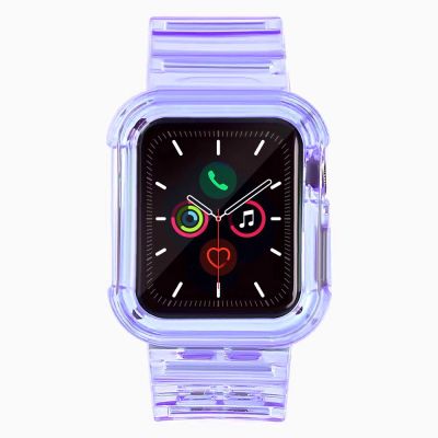 2. Silikonowa opaska pasek bransoleta bransoletka etui Strap Light Set do zegarka Apple Watch 42 mm - fioletowy