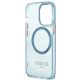 7. Etui Guess Gold Outline Translucent MagSafe na iPhone 13 Pro / iPhone 13 - niebieskie