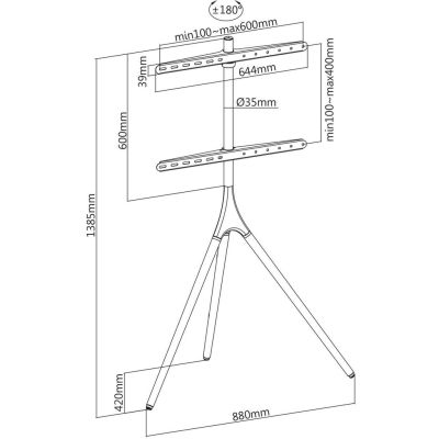 10. MANHATTAN Mobilny Stojak Pod Telewizor Ze Statywem 45"-65" 32kg