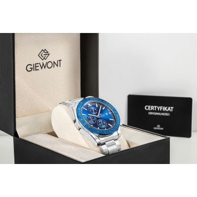7. Zegarek Męski Giewont Chronograph Sapphire Srebrno Niebieski GW8720-B3