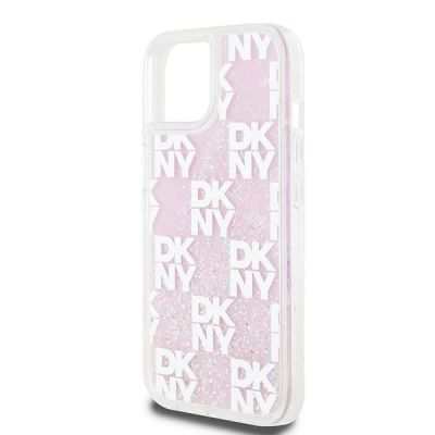 6. Etui DKNY Liquid Glitter Multilogo na iPhone 15 / 14 / 13 - różowe