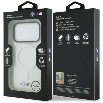 8. Etui BMW M IML Frosted Metal Logo & Trims MagSafe na iPhone 18 Pro Max / 17 Pro Max - przezroczyste
