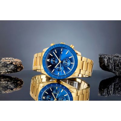 5. Zegarek Męski Giewont Chronograph Sapphire Złoto Niebieski GW8720-B6