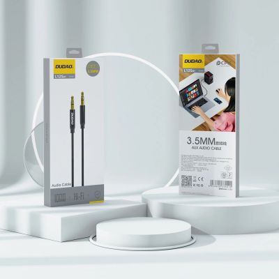 8. Kabel AUX Dudao L12S mini jack 3.5mm 1m 3 polowy stereo - czarny