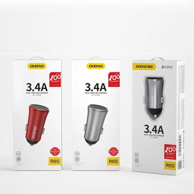 3. Dudao 3,4A inteligentna ładowarka samochodowa 2x USB srebrny (R6S silver)