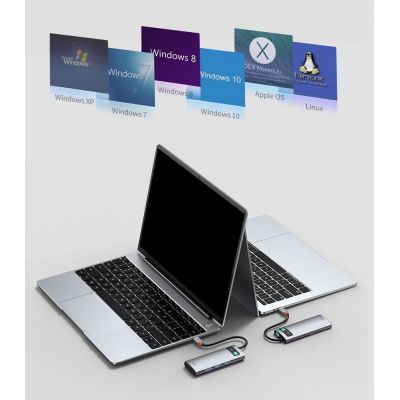 20. Baseus Metal Gleam 5w1 wielofunkcyjny HUB USB Typ C - USB Typ C Power Delivery 100 W / HDMI 4K 30 Hz / 3x USB 3.2 Gen 1 Szary (CAHUB-CX0G)