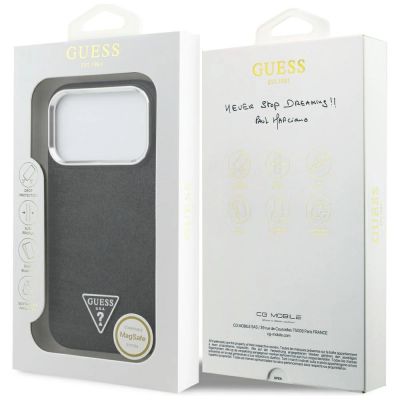 8. Etui Guess Glitter Triangle Logo MagSafe na iPhone 17 Pro - czarne