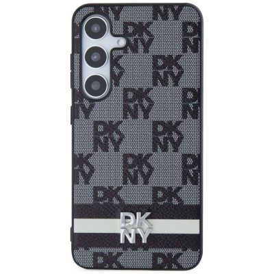4. Etui DKNY Leather Checkered Mono Pattern & Printed Stripes na Samsung Galaxy S24+ - czarne