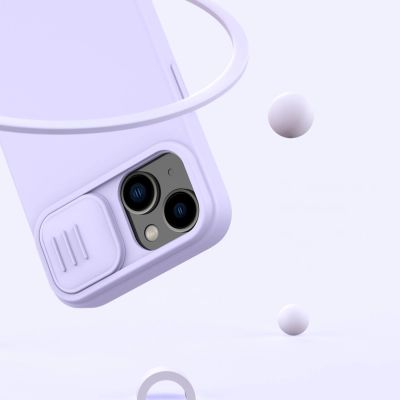 15. Nillkin CamShield Magnetic Silicone Case etui iPhone 14 Plus magnetyczny MagSafe pokrowiec z osłoną na aparat niebieski