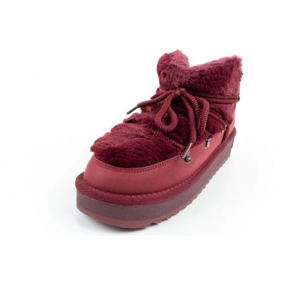 3. D.Franklin buty śniegowce damskie zimowe modne futerko ocieplane bordowe