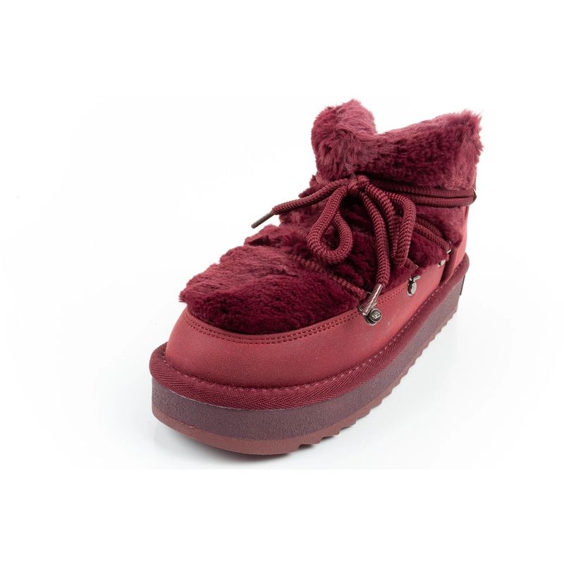 3. D.Franklin buty śniegowce damskie zimowe modne futerko ocieplane bordowe