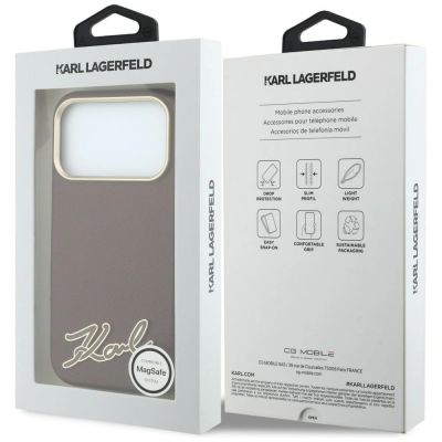8. Etui Karl Lagerfeld Grained with Resin Signature Logo MagSafe na iPhone 18 Pro / 17 Pro - burgundowe