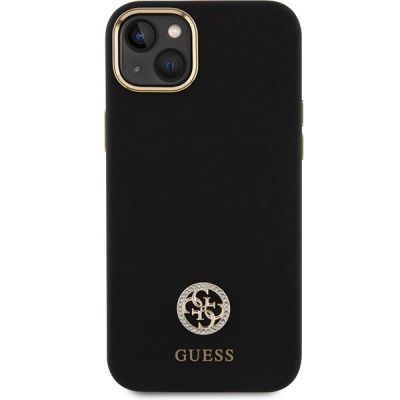 3. Etui Guess Silicone Logo Strass 4G na iPhone 15 Plus / 14 Plus 6.7" - czarne