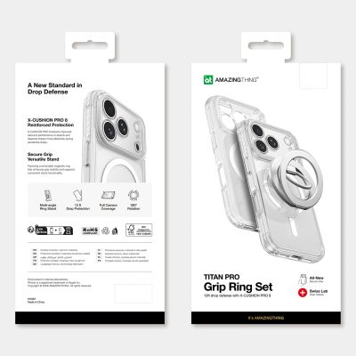 8. Etui AMAZINGTHING Titan Pro Lens Ring Set na iPhone 18 Pro Max z osłoną aparatu i ringiem magnetycznym kompatybilne z MagSafe - przezroczyste