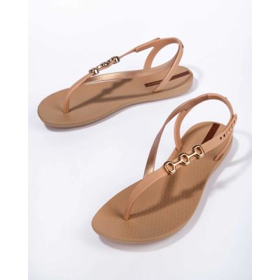 4. Ipanema Sandal Class sandały japonki damskie beżowe ze złotym