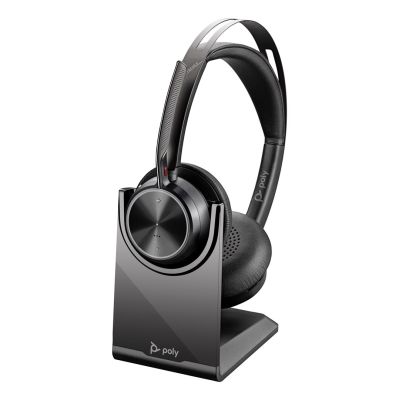 3. Zestaw słuchawkowy POLY Voyager Focus 2 USB-C-C z przejściówką USB-C/A i podst. ładującą