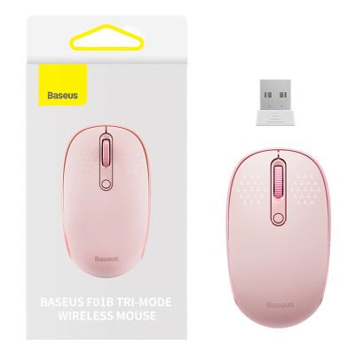 8. Myszka bezprzewodowa Baseus F01B 2.4GHz + Bluetooth 3.0 + 5.0 - różowa